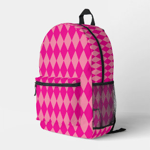 Hell und Dunkel Rosa Harlekin Diamanten Damespiel Bedruckter Rucksack
