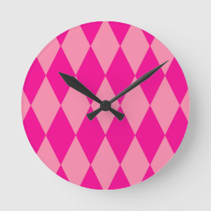 Hell und Dunkel Rosa Harlekin Diamanten Damespiel Runde Wanduhr