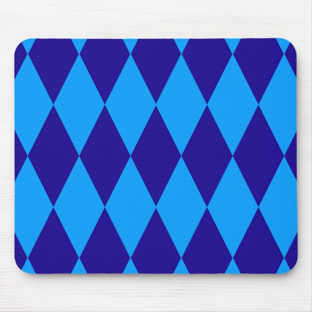 Hell und Dunkelblau Harlequin Diamanten Schachbret Mousepad (Vorne)