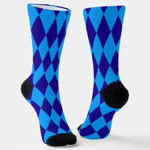 Hell und Dunkelblau Harlequin Diamanten Schachbret Socken