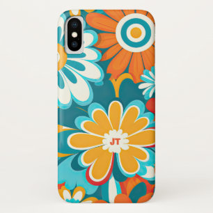 Hell und farbenfrohes Blumenmuster 70er Retro Case-Mate iPhone Hülle
