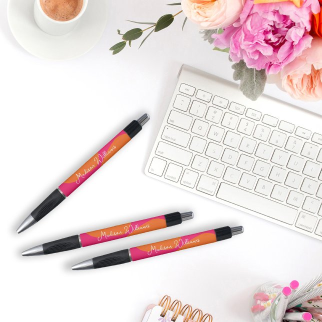 Hell und fett Abstraktes Hot Pink und Orange Kugelschreiber (Cool pens to personalize with your name.)