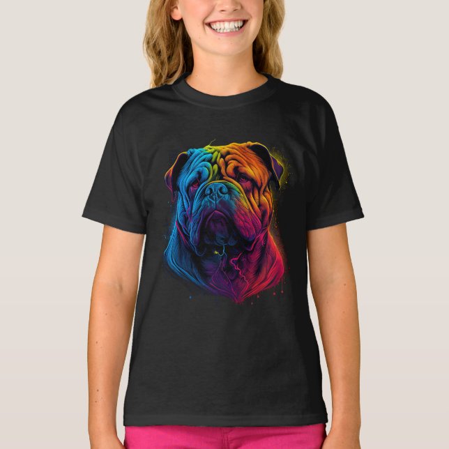 Hell und fließend chinesischer Shar Pei Hund, Shar T-Shirt (Vorderseite)