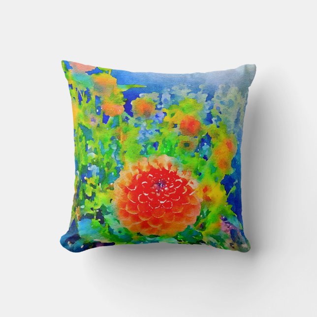 Hell und kühl Dahlia Kissen (Vorderseite)