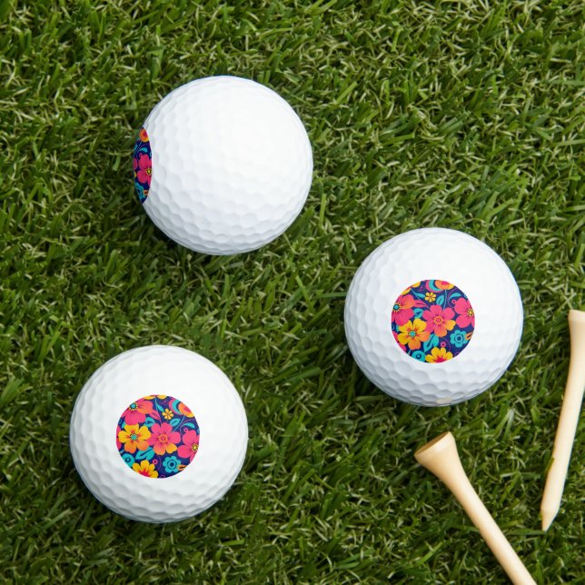 Hell und kühl Retro-Blume im Dopaminstil Golfball (Insitu Gras)