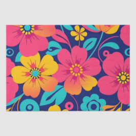 Hell und kühl Retro-Blume im Dopaminstil Seidenpapier