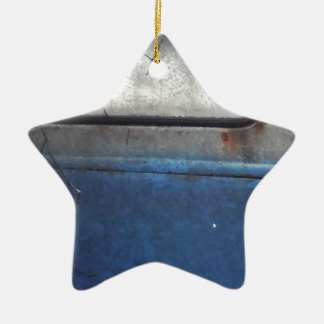 Hell Vintager LKW in Blau Keramik Ornament (Vorne)