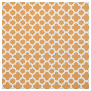Hell-Vivid Orange White Ikat Quatrefoil-Muster Stoff
