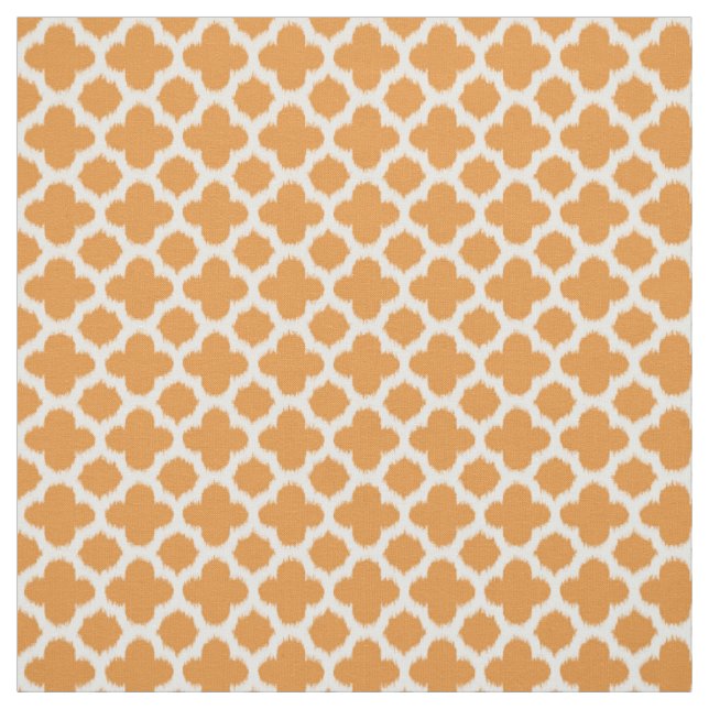Hell-Vivid Orange White Ikat Quatrefoil-Muster Stoff (Muster)