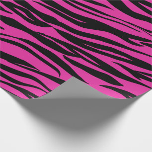 Hell Vivid Pink Black Fuchsia Tiger Animal Fell Geschenkpapier