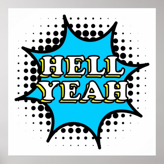 Hell Yeah Comic Styling Text Poster (Vorne)