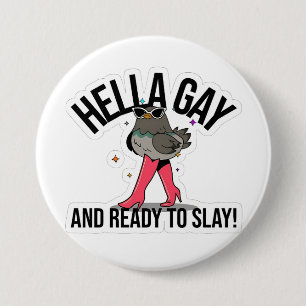 Hella Gay und bereit zum Sonnenbaden Funny LGBTQ Button
