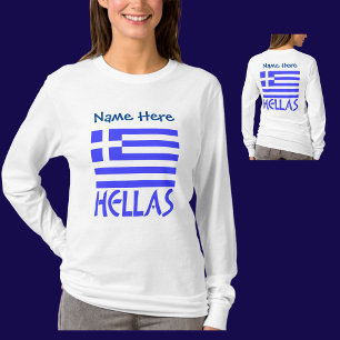 Hellas und Griechische Flagge Blau Personalisierun T-Shirt