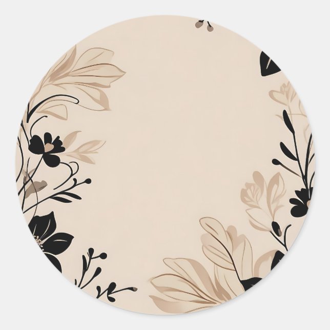 Hellbeige Blumenmuster Runder Aufkleber (Vorderseite)