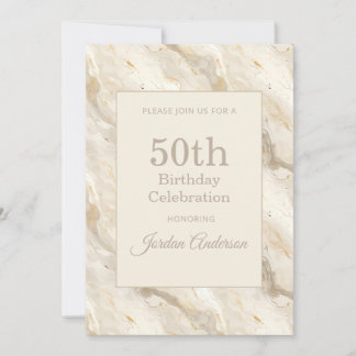Hellbeige Marmor 50. Geburtstag Einladung