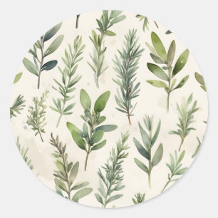 Hellbeige mit weich grüner Kraut Runder Aufkleber