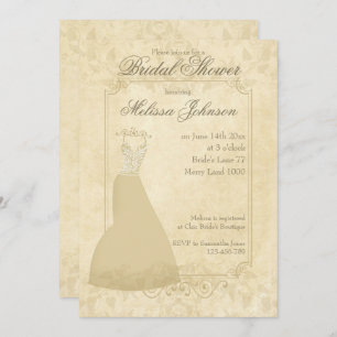 Hellbeige Vintage Papier Bridal Dusche Einladung