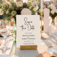 Hellbeiger Leinen-Schwarz-Schrift Save-the-Date