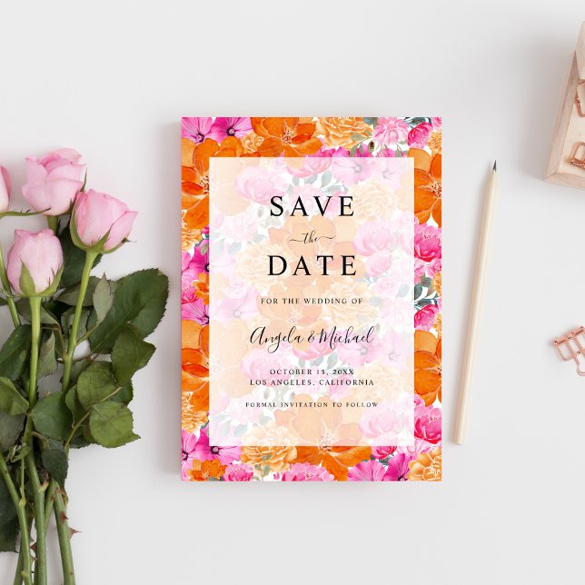 Hellblass Rosa Orange Helle Garden Hochzeit Save The Date (Von Creator hochgeladen)