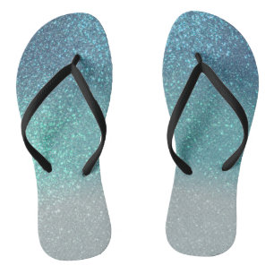 Hellblau Aquamariner Funkelnd Glitzer Ombre Gradie Flip Flops