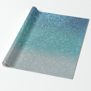 Hellblau Aquamariner Funkelnd Glitzer Ombre Gradie Geschenkpapier
