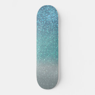 Hellblau Aquamariner Funkelnd Glitzer Ombre Gradie Skateboard