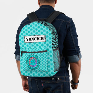 Hellblau / Aquamarines Kleberband von Kenneth Yonc Bedruckter Rucksack