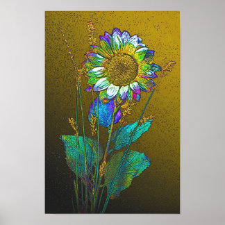 Hellblau auf gelb poster