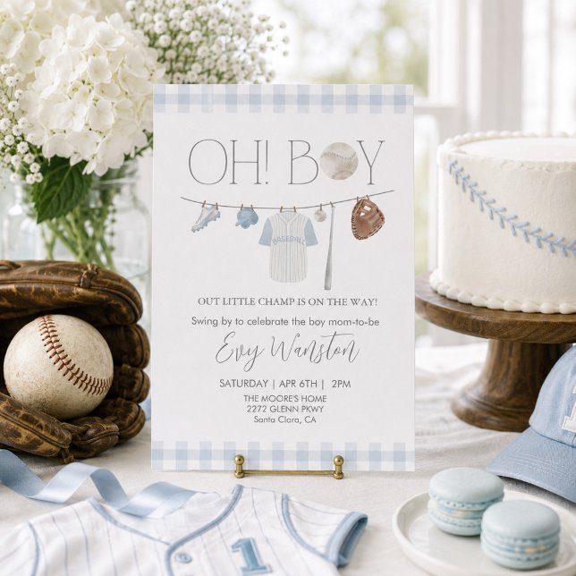hellblau Baseball Oh, Baby Dusche Einladung (Von Creator hochgeladen)