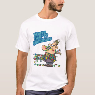 hellblau-bleichender Weihnachtsweih-Cartoon T-Shirt