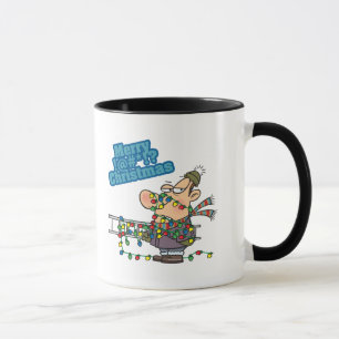 hellblau-bleichender Weihnachtsweih-Cartoon Tasse
