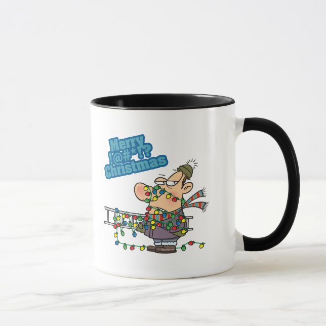 hellblau-bleichender Weihnachtsweih-Cartoon Tasse (Rechts)