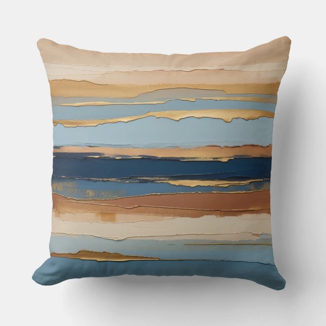 hellblau, dunkelblau, beige, bronze und gold kissen (Vorderseite)