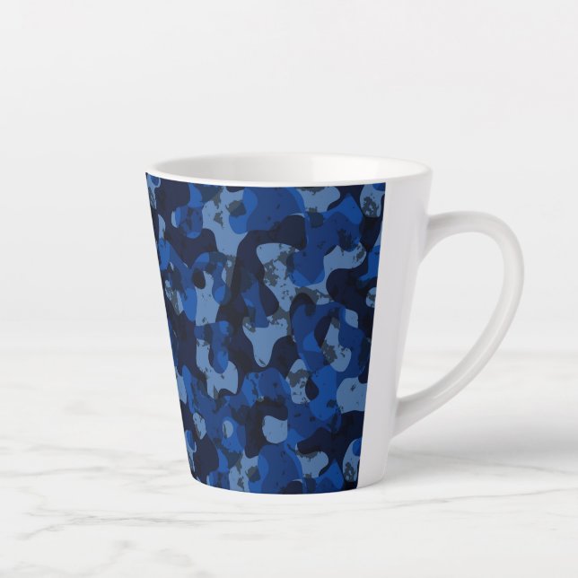 hellblau, dunkelblau, staubblau Tarnoabstract Milchtasse (Rechts)