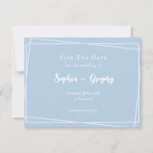 Hellblau elegantes Skript Hochzeit Save The Date