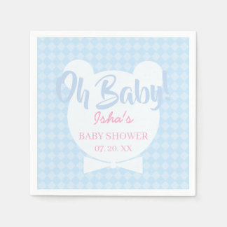Hellblau Fliege Bär Baby Shower Papier Serviette