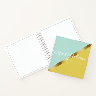 Hellblau Gelb Gold Brautjungfer Hochzeit Notizbuch