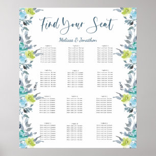 Hellblau-gelb-grüne Hochzeitstabelle Poster