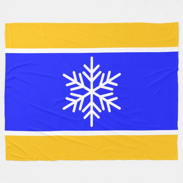 Hellblau-gelb-orange weiße Streifen Schneeflocke Fleecedecke (Vorderseite (Horizontal))