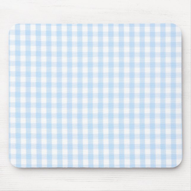 Hellblau Gingham-Muster Mousepad (Vorne)
