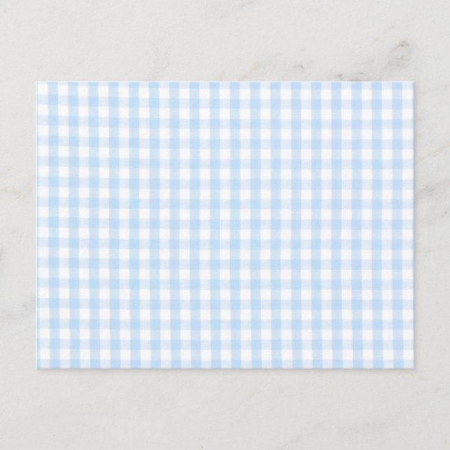 Hellblau Gingham-Muster Postkarte (Vorderseite)