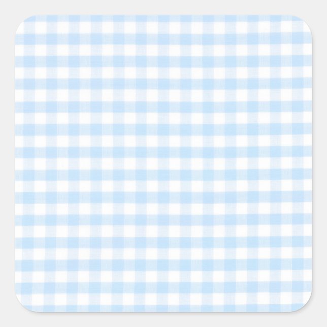 Hellblau Gingham-Muster Quadratischer Aufkleber (Vorderseite)