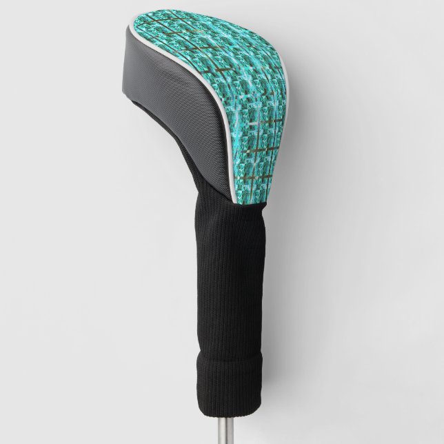 Hellblau glänzend, Quadrate oder Bild im Raster? Golf Headcover (angewinkelt)