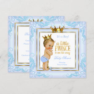Hellblau Gold Kronenprinz Baby Shower Blond Einladung