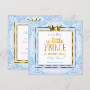 Hellblau Gold Kronenprinz Baby Shower Junge Einladung