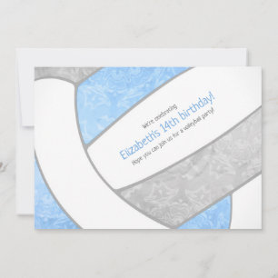 hellblau graue Geburtstagsparty der Girl-Volleybal Einladung