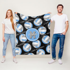 hellblau graue I-Liebe Volleyballtextmuster Fleecedecke