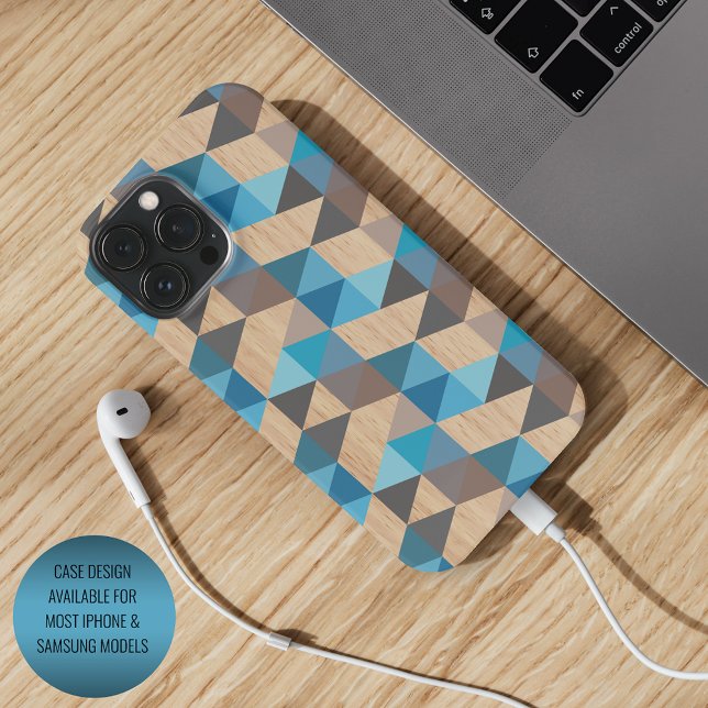 Hellblau-graues Holzpolygon-Kunstmuster im klassis iPhone Hülle (Von Creator hochgeladen)