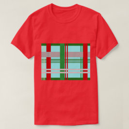 Hellblau, grün und rot kariert gemustert T-Shirt