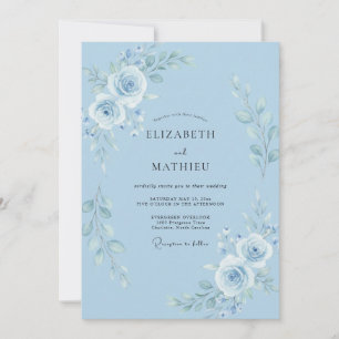 Hellblau Hochzeit im Frühlingsgottesdienst Einladung